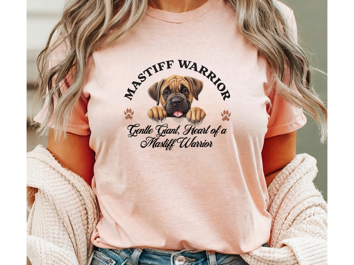 Mastiff Warrior T-Shirt – Unisex Tee with “Gentle Giant, Heart of a Mastiff Warrior” Slogan | Big Dog Lover Gift