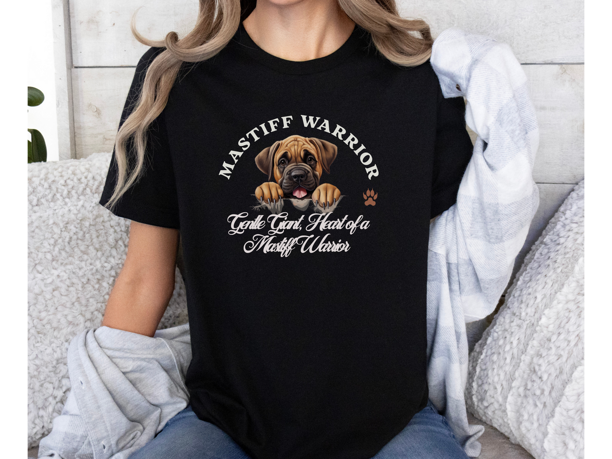 Mastiff Warrior T-Shirt – Unisex Tee with “Gentle Giant, Heart of a Mastiff Warrior” Slogan | Big Dog Lover Gift