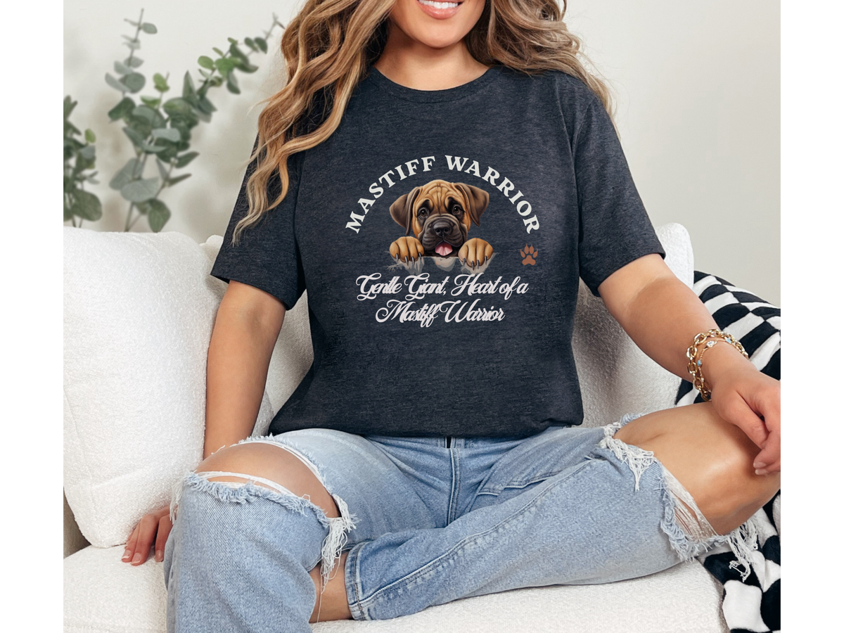 Mastiff Warrior T-Shirt – Unisex Tee with “Gentle Giant, Heart of a Mastiff Warrior” Slogan | Big Dog Lover Gift