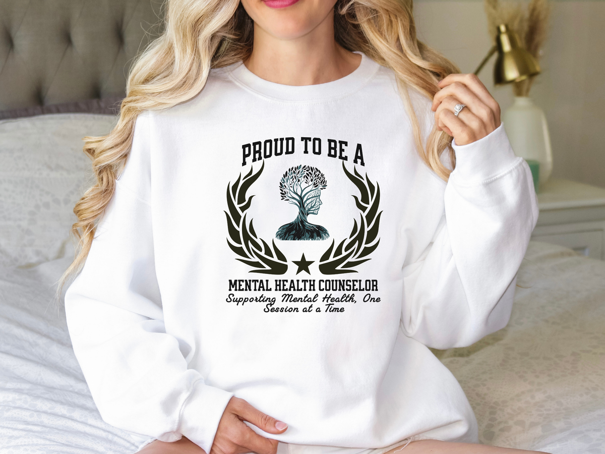 Proud Mental Health Counselor Sweatshirt – Unisex Therapist Gift – Supporting Mental Health One Session at a Time