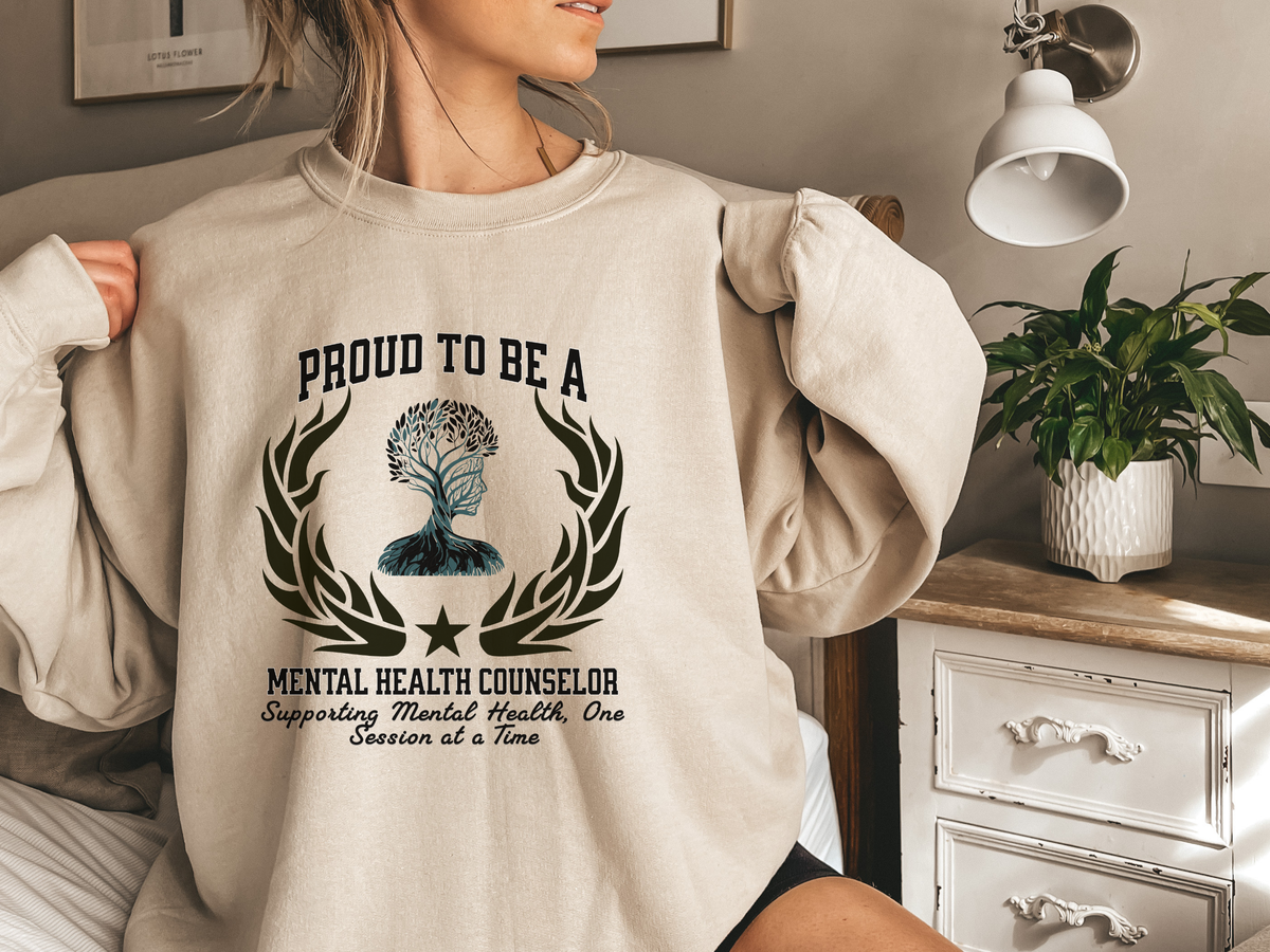 Proud Mental Health Counselor Sweatshirt – Unisex Therapist Gift – Supporting Mental Health One Session at a Time