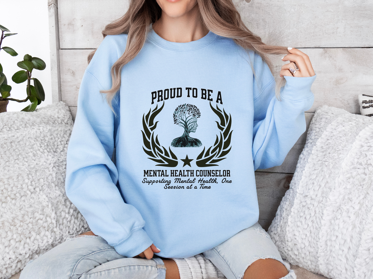 Proud Mental Health Counselor Sweatshirt – Unisex Therapist Gift – Supporting Mental Health One Session at a Time