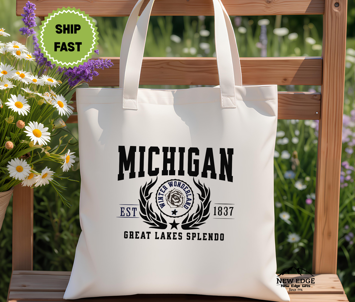 Michigan State Great Lakes Splendor Cotton Canvas Tote Bag – Eco-Friendly Reusable Shopping Tote, Travel Gift & Great Lakes State Pride Bag