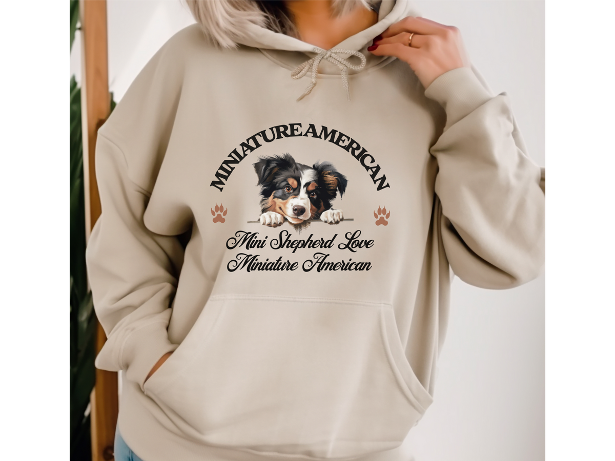 Miniature American Shepherd Dog Hoodie – "Mini Shepherd Love: Miniature American Pride" | Unisex Cozy Hoodie for Energetic Companions