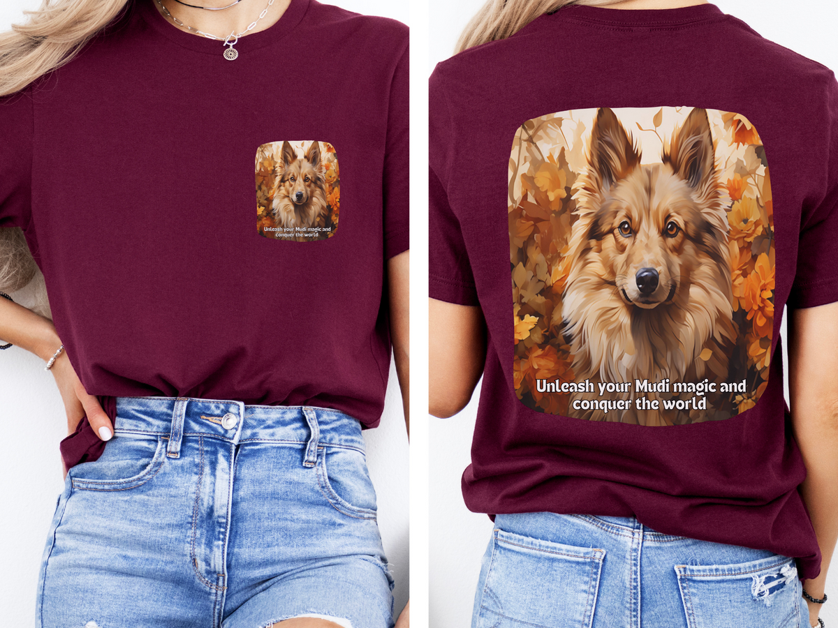 Mudi Sunflower Tee – 'Unleash Your Mudi Magic' Front & Back Design
