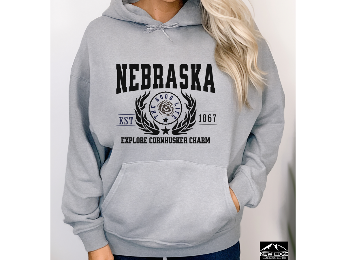 Nebraska State Legacy Hoodie – "Explore Cornhusker Charm" | Unisex Pullover | Midwest Comfort Sweatshirt