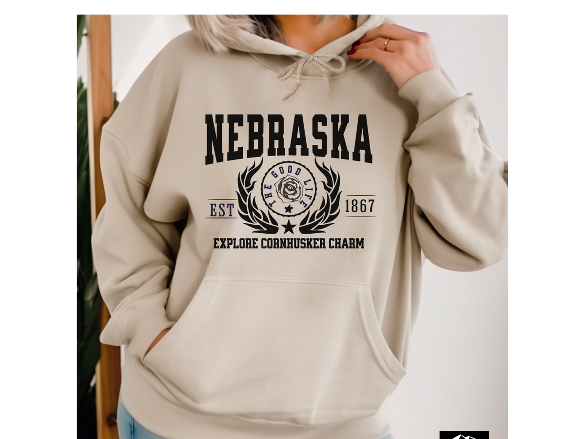 Nebraska State Legacy Hoodie – "Explore Cornhusker Charm" | Unisex Pullover | Midwest Comfort Sweatshirt