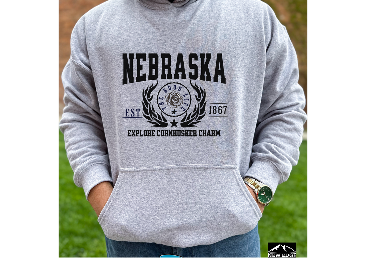 Nebraska State Legacy Hoodie – "Explore Cornhusker Charm" | Unisex Pullover | Midwest Comfort Sweatshirt