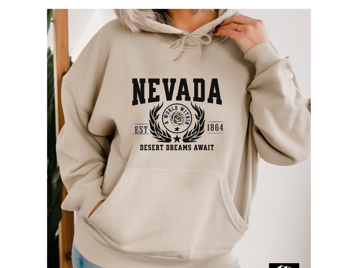 Nevada State Legacy Hoodie – "Desert Dreams Await" | Unisex Pullover | Western Vibes Sweatshirt