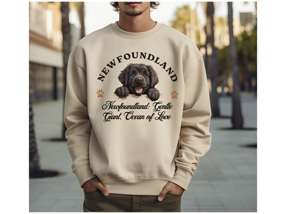 Newfoundland Dog Sweatshirt – Gentle Giant, Ocean of Love – Unisex Dog Lover Apparel