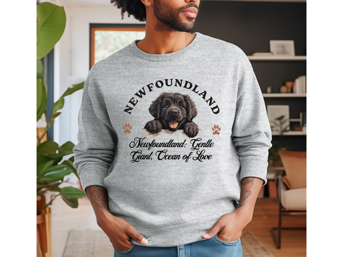Newfoundland Dog Sweatshirt – Gentle Giant, Ocean of Love – Unisex Dog Lover Apparel