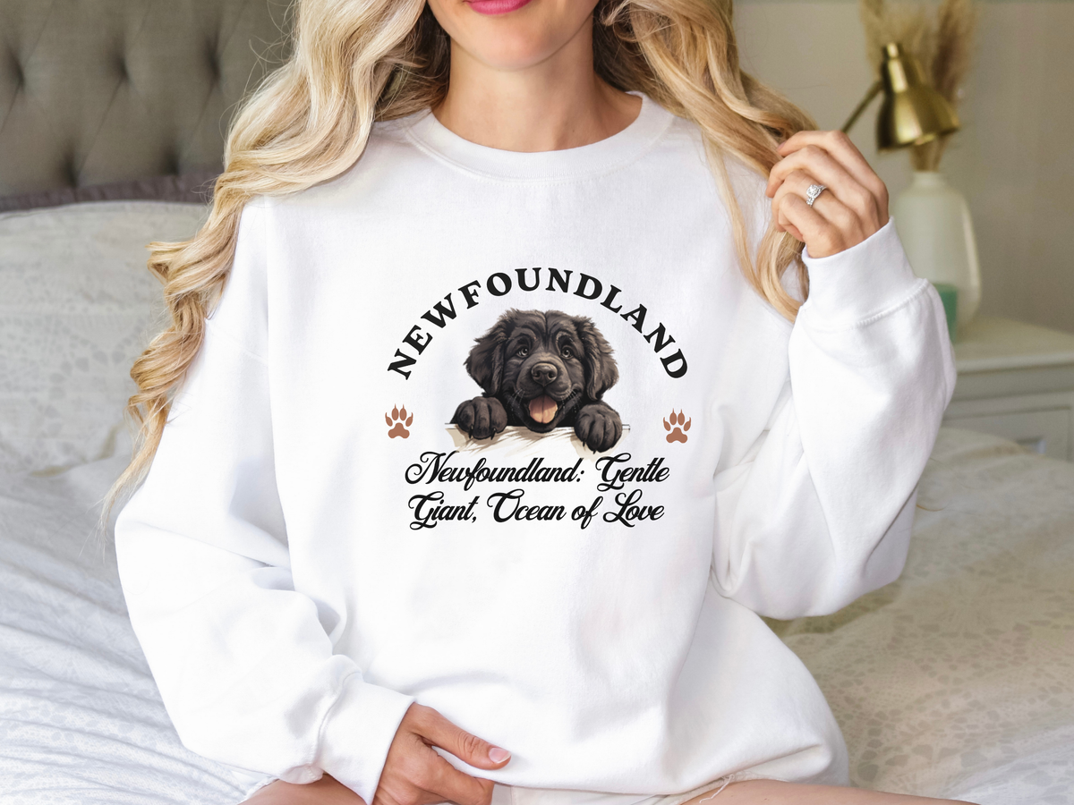 Newfoundland Dog Sweatshirt – Gentle Giant, Ocean of Love – Unisex Dog Lover Apparel