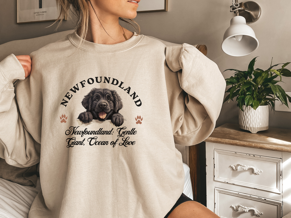 Newfoundland Dog Sweatshirt – Gentle Giant, Ocean of Love – Unisex Dog Lover Apparel