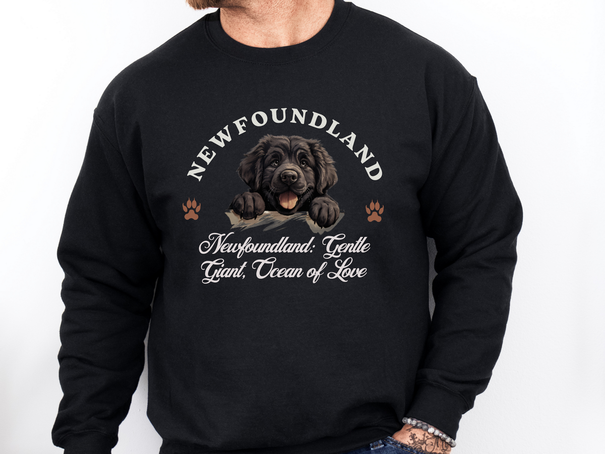 Newfoundland Dog Sweatshirt – Gentle Giant, Ocean of Love – Unisex Dog Lover Apparel