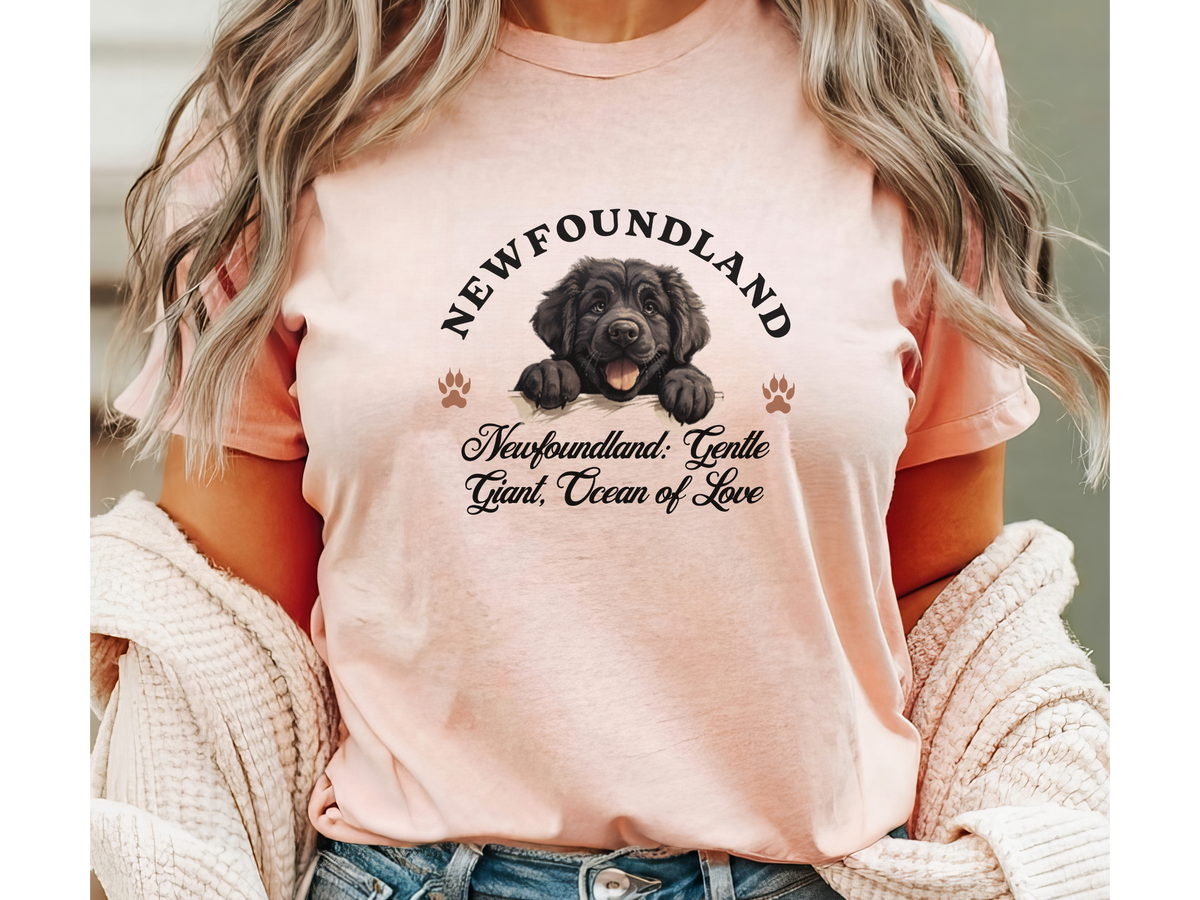 Newfoundland Dog T-Shirt – Unisex Tee with “Gentle Giant, Ocean of Love” Slogan | Big Dog Lover Gift