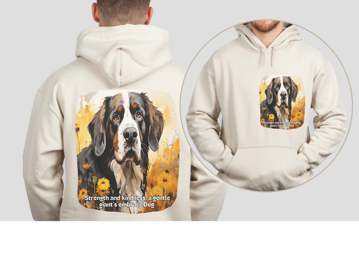 Sunflower Dog Unisex Hoodie – Strength & Kindness, A Gentle Giant's Embrace