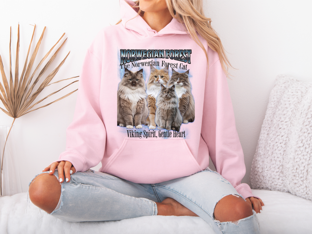 Norwegian Forest Cat Hoodie – Unisex Bootleg Collage Sweatshirt | The Norwegian Forest Cat