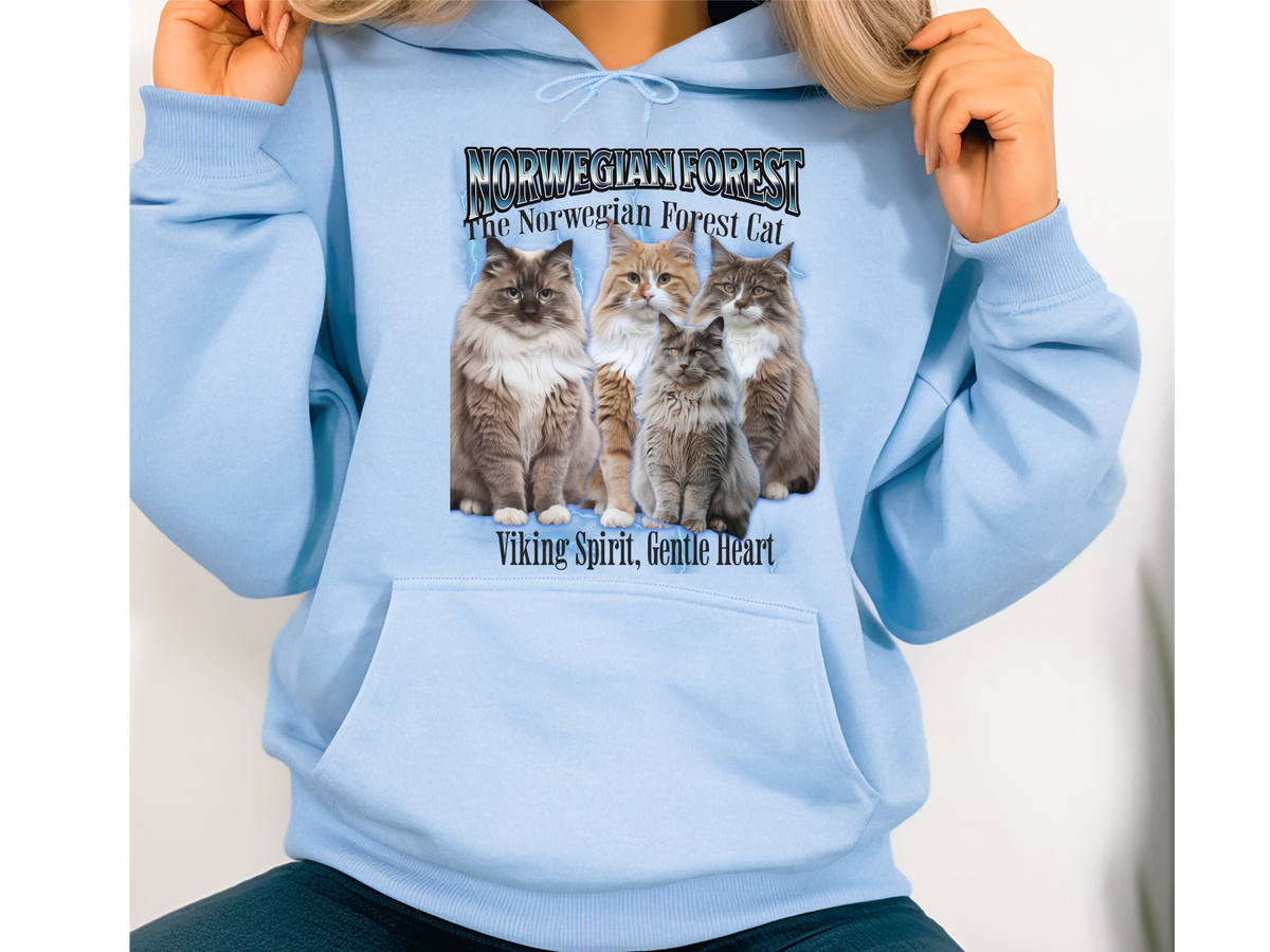 Norwegian Forest Cat Hoodie – Unisex Bootleg Collage Sweatshirt | The Norwegian Forest Cat