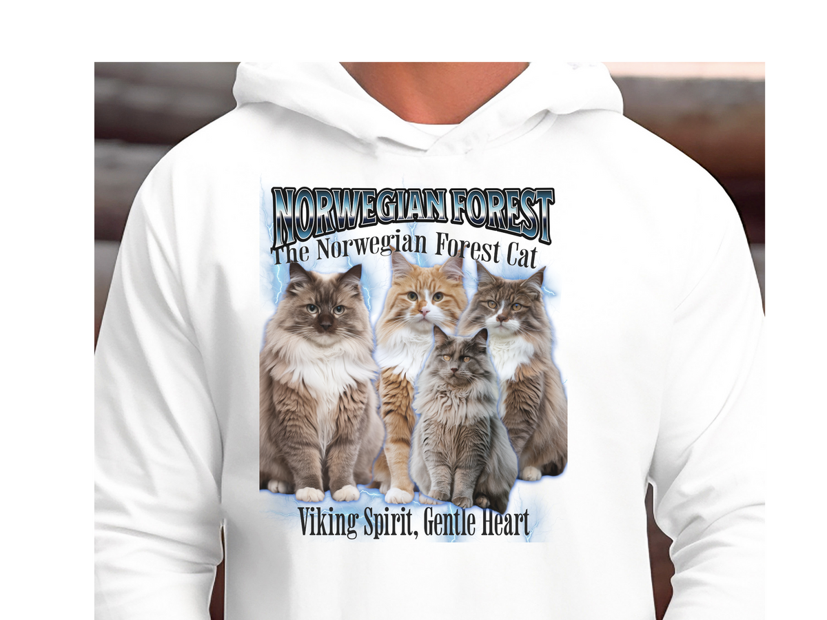 Norwegian Forest Cat Hoodie – Unisex Bootleg Collage Sweatshirt | The Norwegian Forest Cat