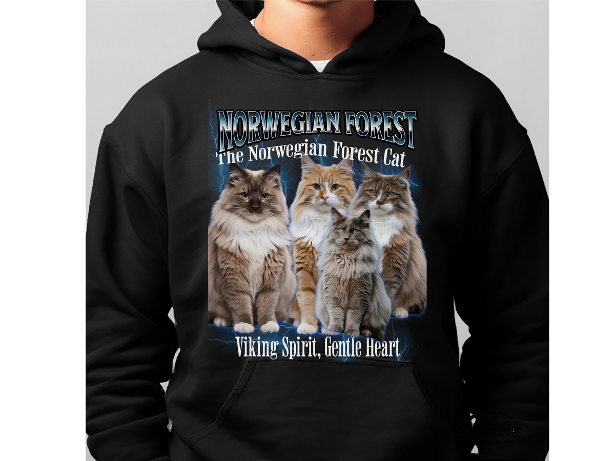 Norwegian Forest Cat Hoodie – Unisex Bootleg Collage Sweatshirt | The Norwegian Forest Cat
