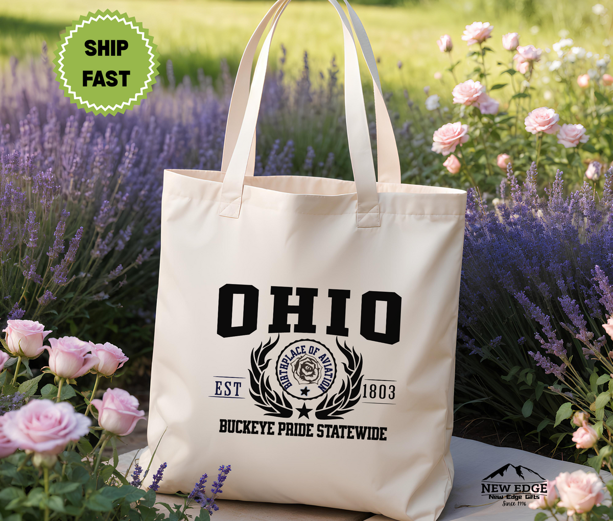 Ohio State Buckeye Pride Statewide Cotton Canvas Tote Bag – Eco-Friendly Reusable Shopping Tote, Travel Gift & Heart of It All State Pride Bag
