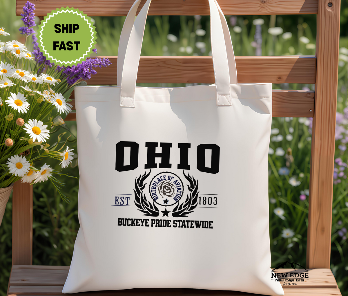 Ohio State Buckeye Pride Statewide Cotton Canvas Tote Bag – Eco-Friendly Reusable Shopping Tote, Travel Gift & Heart of It All State Pride Bag