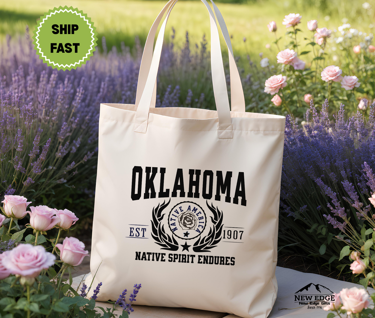 Oklahoma State Native Spirit Endures Cotton Canvas Tote Bag – Eco-Friendly Reusable Shopping Tote, Travel Gift & Sooner State Pride Bag