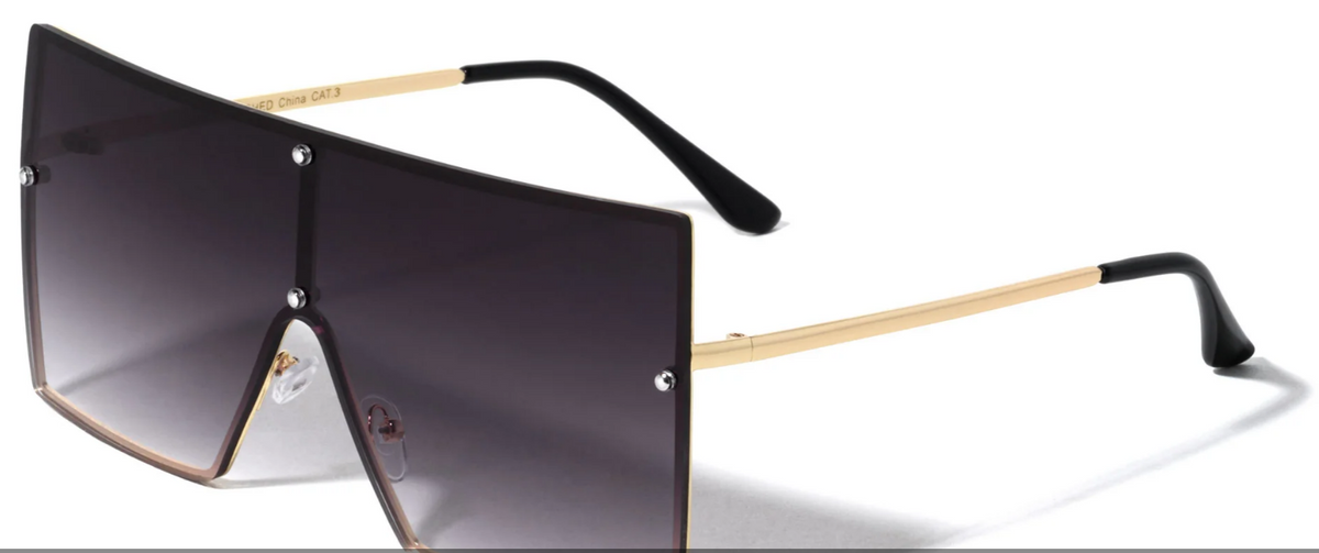OVERSIZED M10831 SQUARED RIMLESS FLAT TOP SHIELD SUNGLASSES