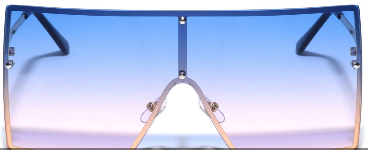 OVERSIZED M10831 SQUARED RIMLESS FLAT TOP SHIELD SUNGLASSES