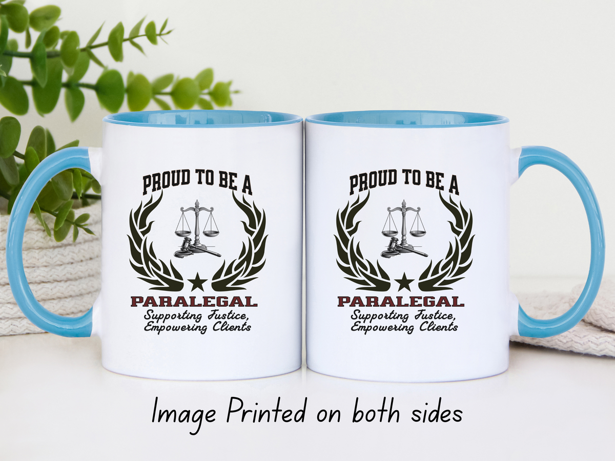 PROUD TO BE A PARALEGAL Accent Coffee Mug – “Supporting Justice, Empowering Clients” – Legal Assistant Gift by New Edge Gifts and Novelties