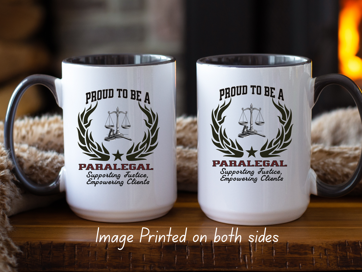PROUD TO BE A PARALEGAL Accent Coffee Mug – “Supporting Justice, Empowering Clients” – Legal Assistant Gift by New Edge Gifts and Novelties