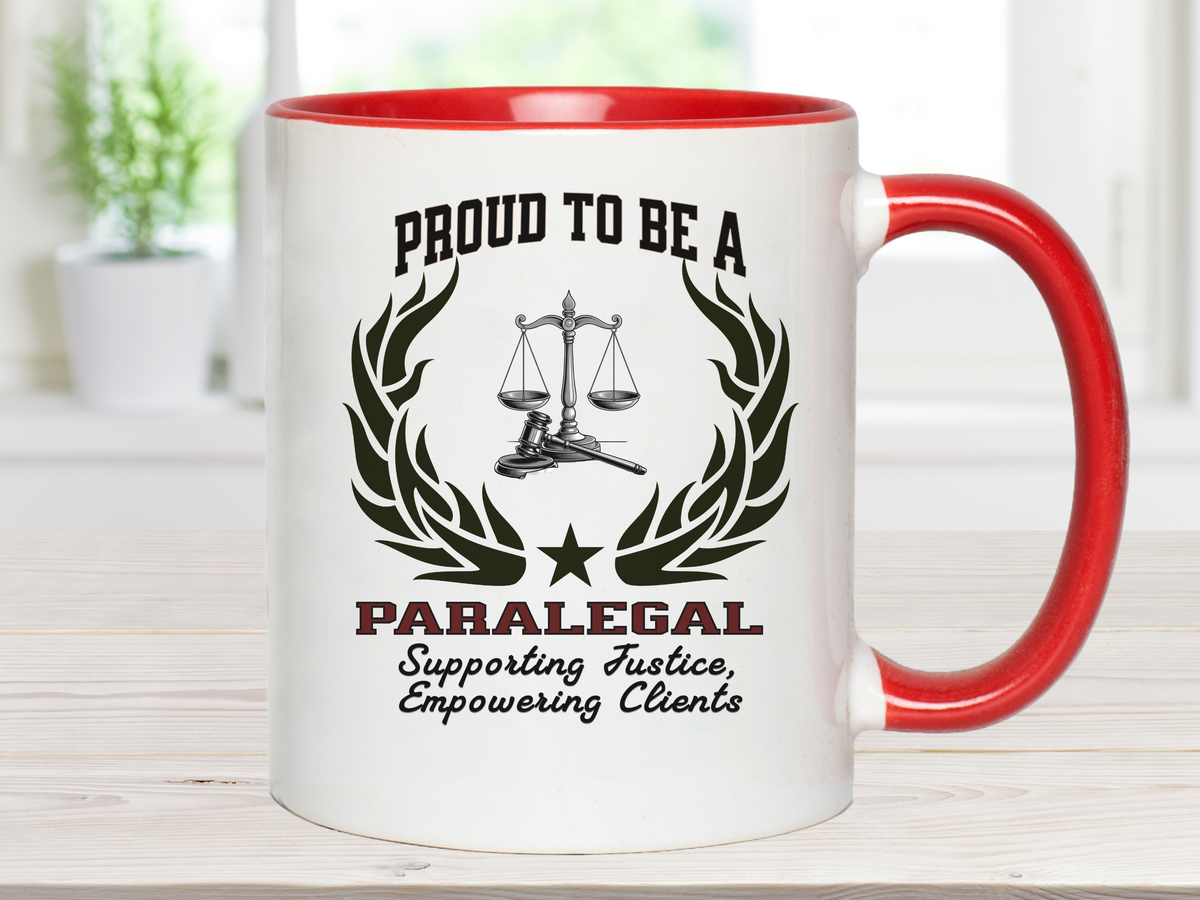 PROUD TO BE A PARALEGAL Accent Coffee Mug – “Supporting Justice, Empowering Clients” – Legal Assistant Gift by New Edge Gifts and Novelties