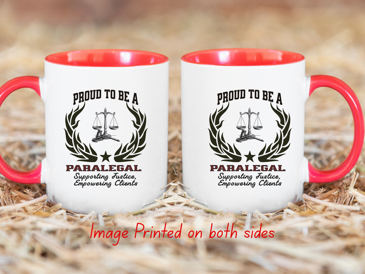 PROUD TO BE A PARALEGAL Accent Coffee Mug – “Supporting Justice, Empowering Clients” – Legal Assistant Gift by New Edge Gifts and Novelties