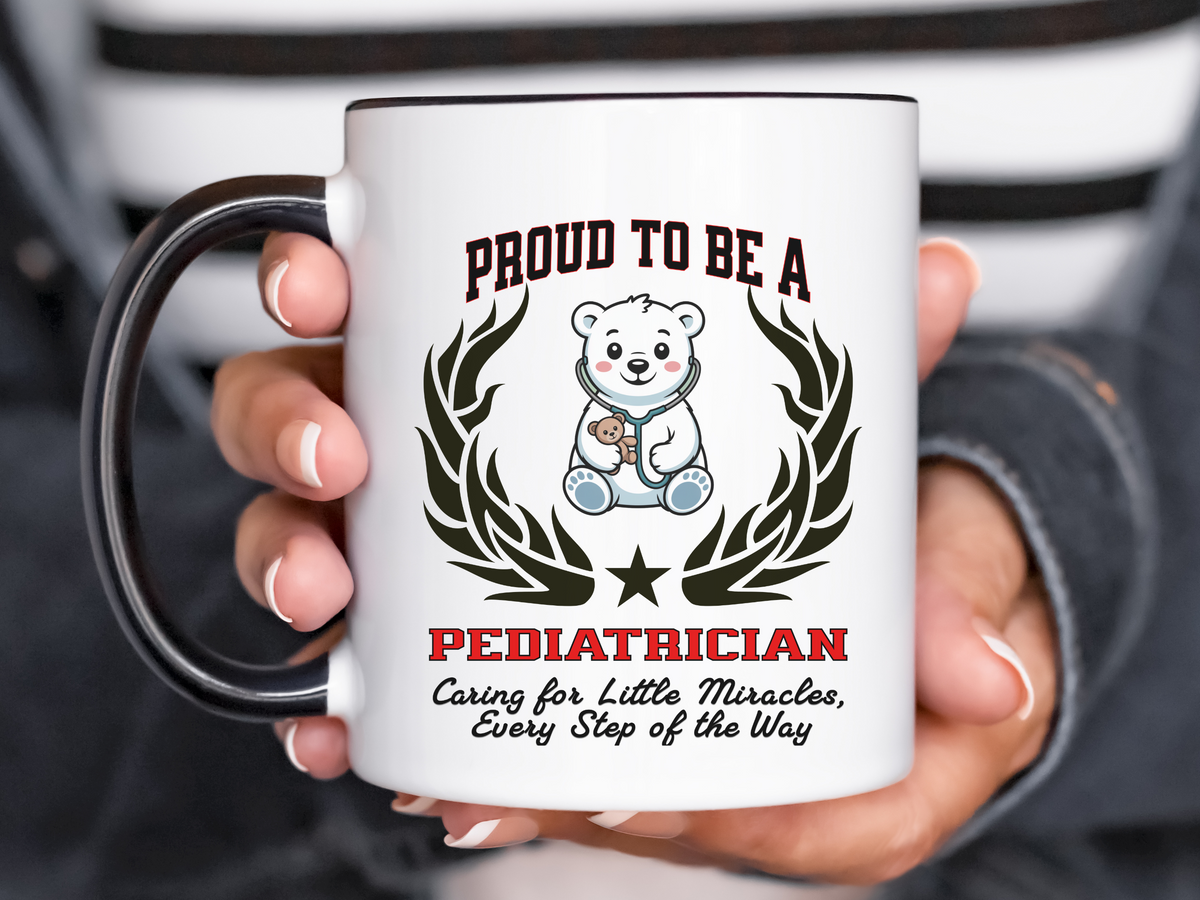 PROUD TO BE A PEDIATRICIAN Accent Coffee Mug – “Caring for Little Miracles, Every Step of the Way” – Children's Doctor Gift by New Edge Gifts and Novelties