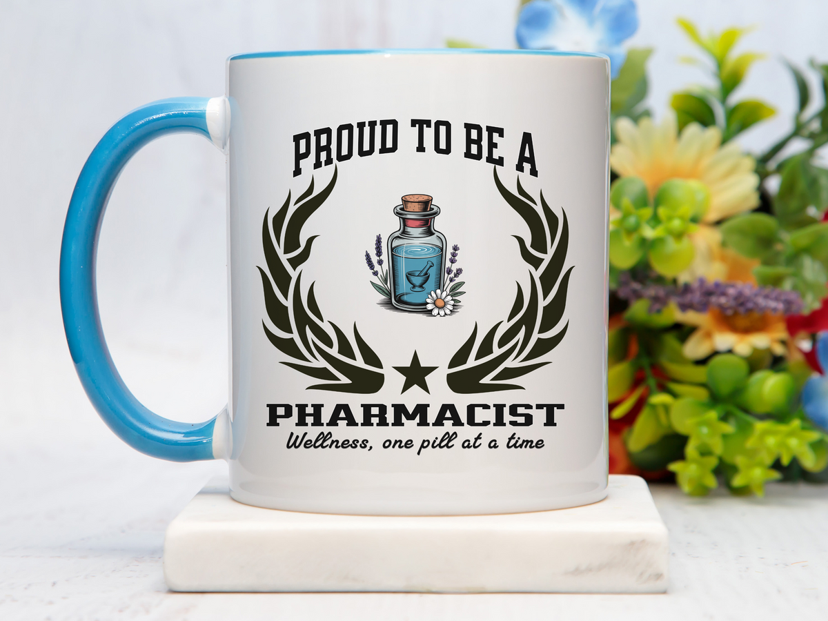 Proud to Be a Pharmacist Accent Coffee Mug – “Wellness, One Pill at a Time” – Pharmacy Gift by New Edge Gifts and Novelties