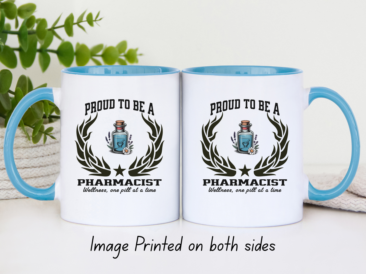 Proud to Be a Pharmacist Accent Coffee Mug – “Wellness, One Pill at a Time” – Pharmacy Gift by New Edge Gifts and Novelties