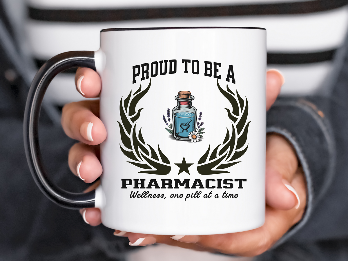 Proud to Be a Pharmacist Accent Coffee Mug – “Wellness, One Pill at a Time” – Pharmacy Gift by New Edge Gifts and Novelties