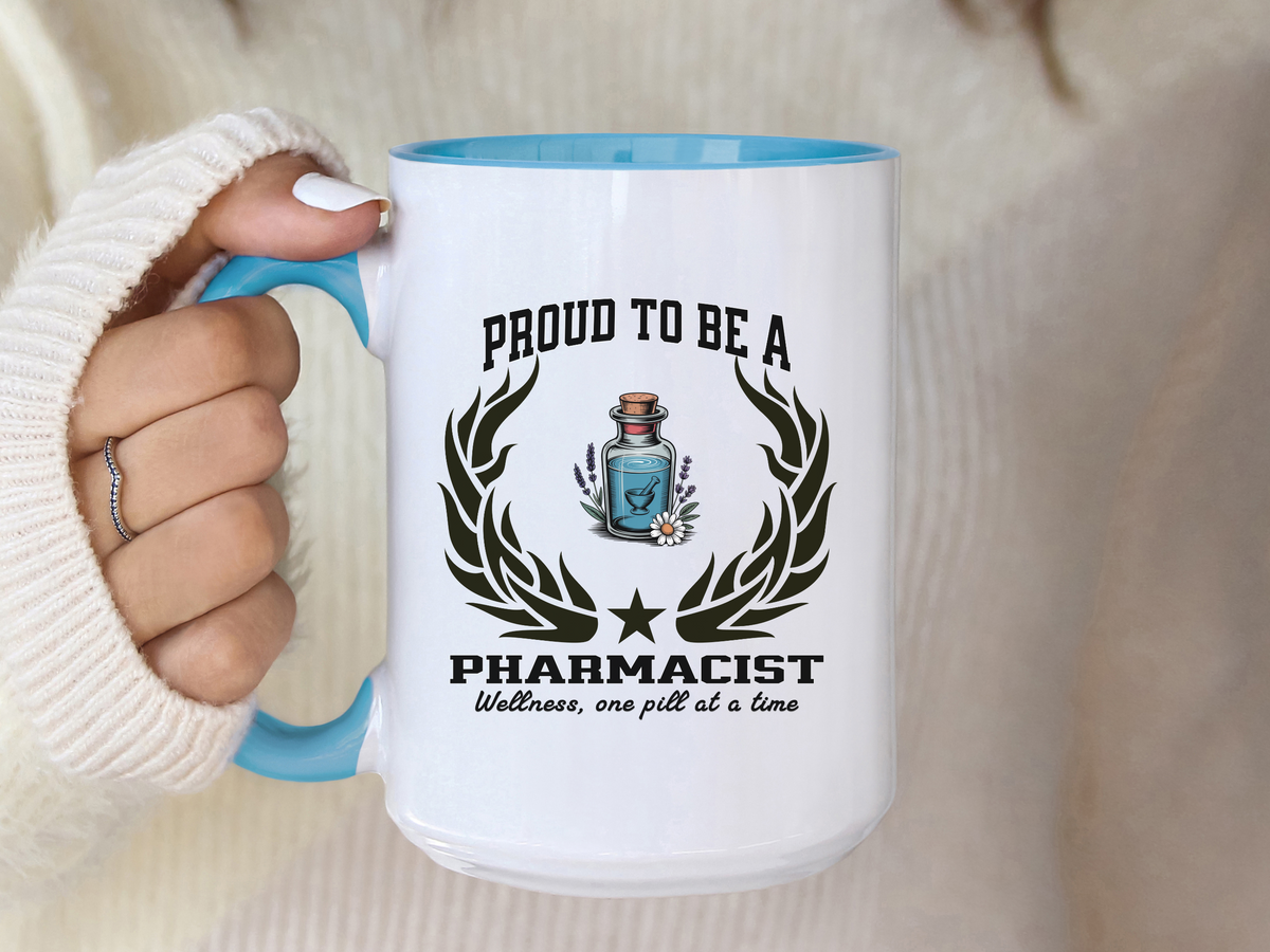 Proud to Be a Pharmacist Accent Coffee Mug – “Wellness, One Pill at a Time” – Pharmacy Gift by New Edge Gifts and Novelties
