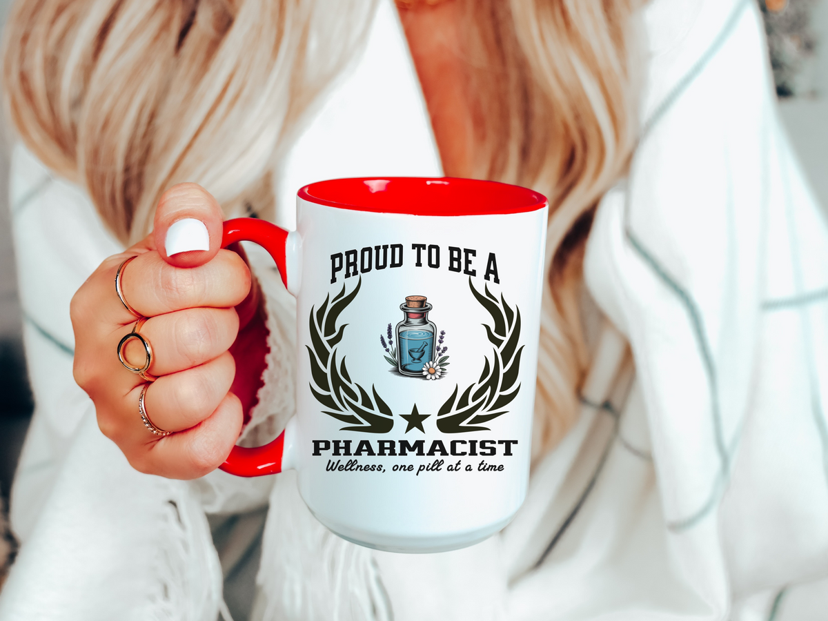Proud to Be a Pharmacist Accent Coffee Mug – “Wellness, One Pill at a Time” – Pharmacy Gift by New Edge Gifts and Novelties