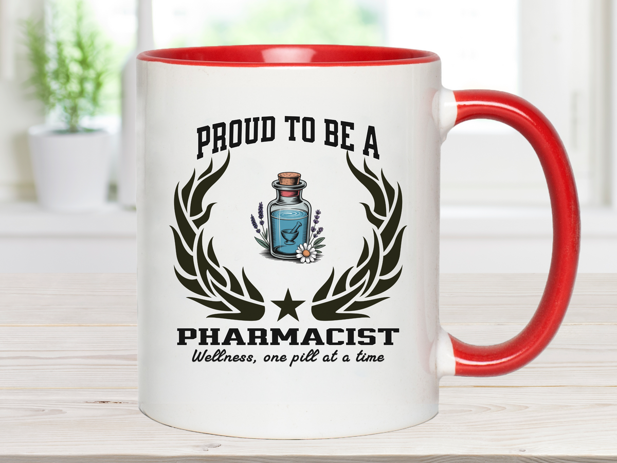 Proud to Be a Pharmacist Accent Coffee Mug – “Wellness, One Pill at a Time” – Pharmacy Gift by New Edge Gifts and Novelties