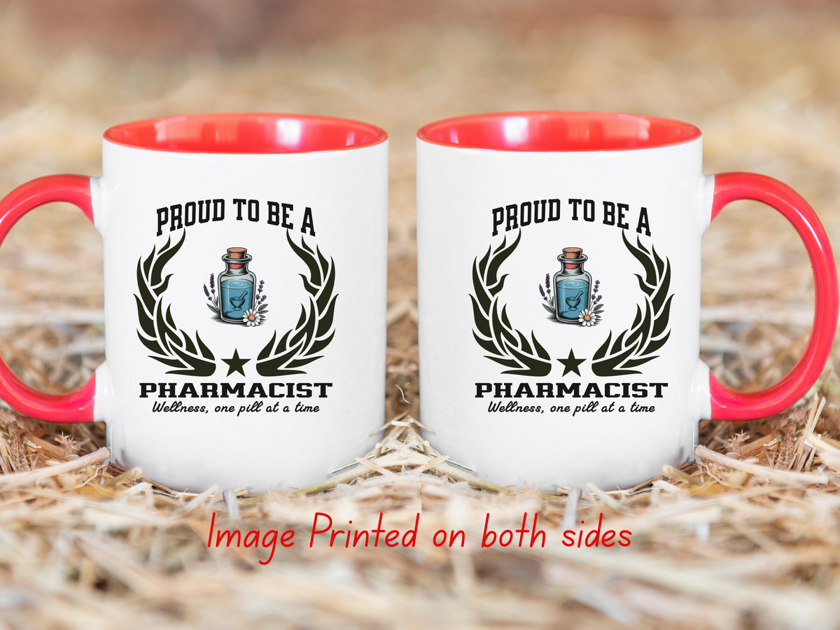 Proud to Be a Pharmacist Accent Coffee Mug – “Wellness, One Pill at a Time” – Pharmacy Gift by New Edge Gifts and Novelties