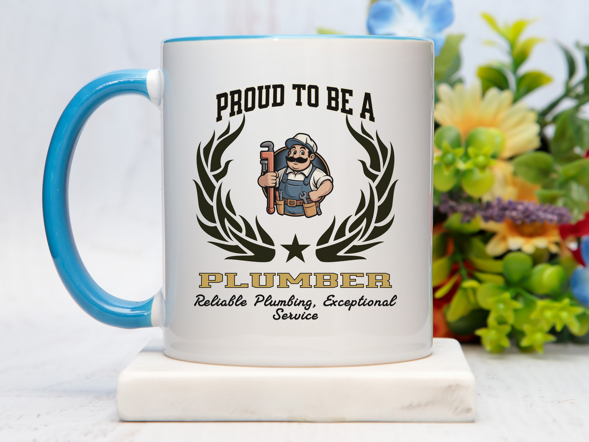 PROUD TO BE A PLUMBER Accent Coffee Mug – “Reliable Plumbing, Exceptional Service” – Trade Professional Gift by New Edge Gifts and Novelties