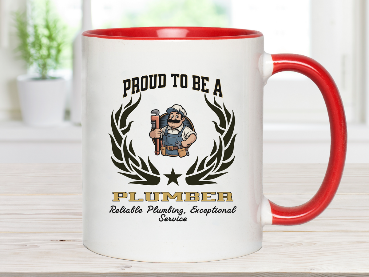 PROUD TO BE A PLUMBER Accent Coffee Mug – “Reliable Plumbing, Exceptional Service” – Trade Professional Gift by New Edge Gifts and Novelties