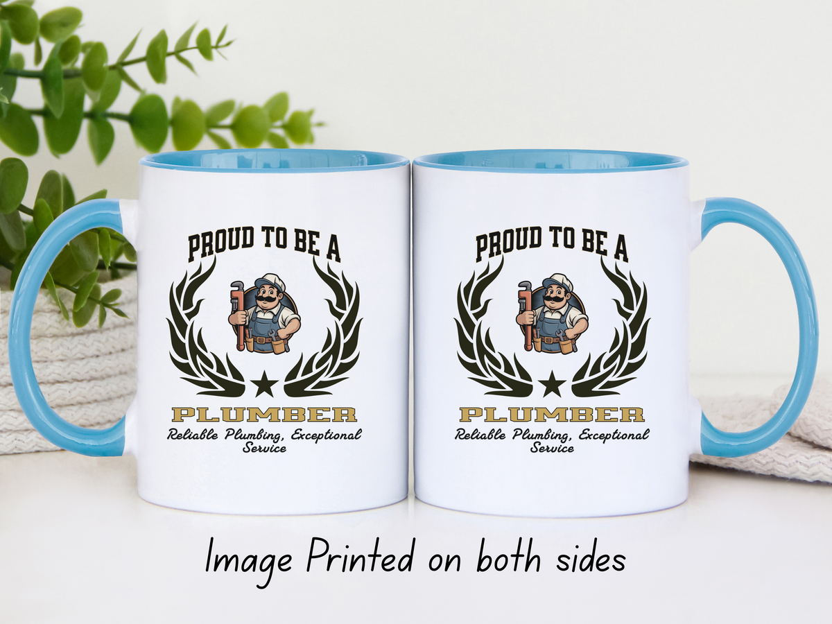 PROUD TO BE A PLUMBER Accent Coffee Mug – “Reliable Plumbing, Exceptional Service” – Trade Professional Gift by New Edge Gifts and Novelties