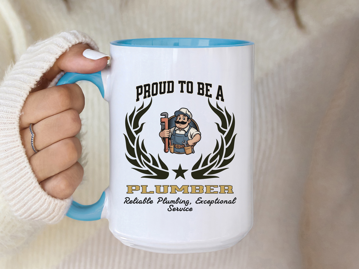 PROUD TO BE A PLUMBER Accent Coffee Mug – “Reliable Plumbing, Exceptional Service” – Trade Professional Gift by New Edge Gifts and Novelties