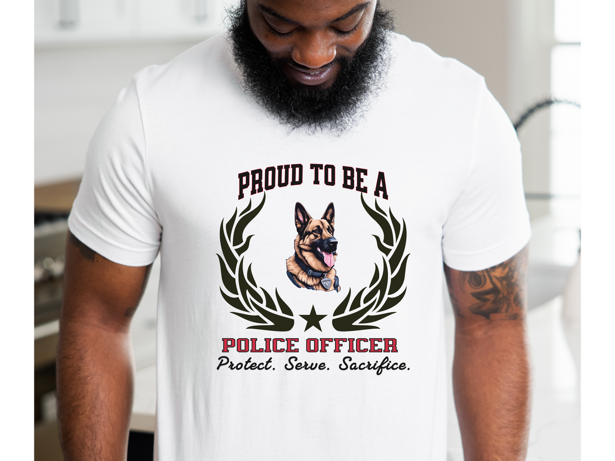 Proud to Be a Police Officer T-Shirt – “Protect. Serve. Sacrifice” | Unisex Law Enforcement Pride Tee