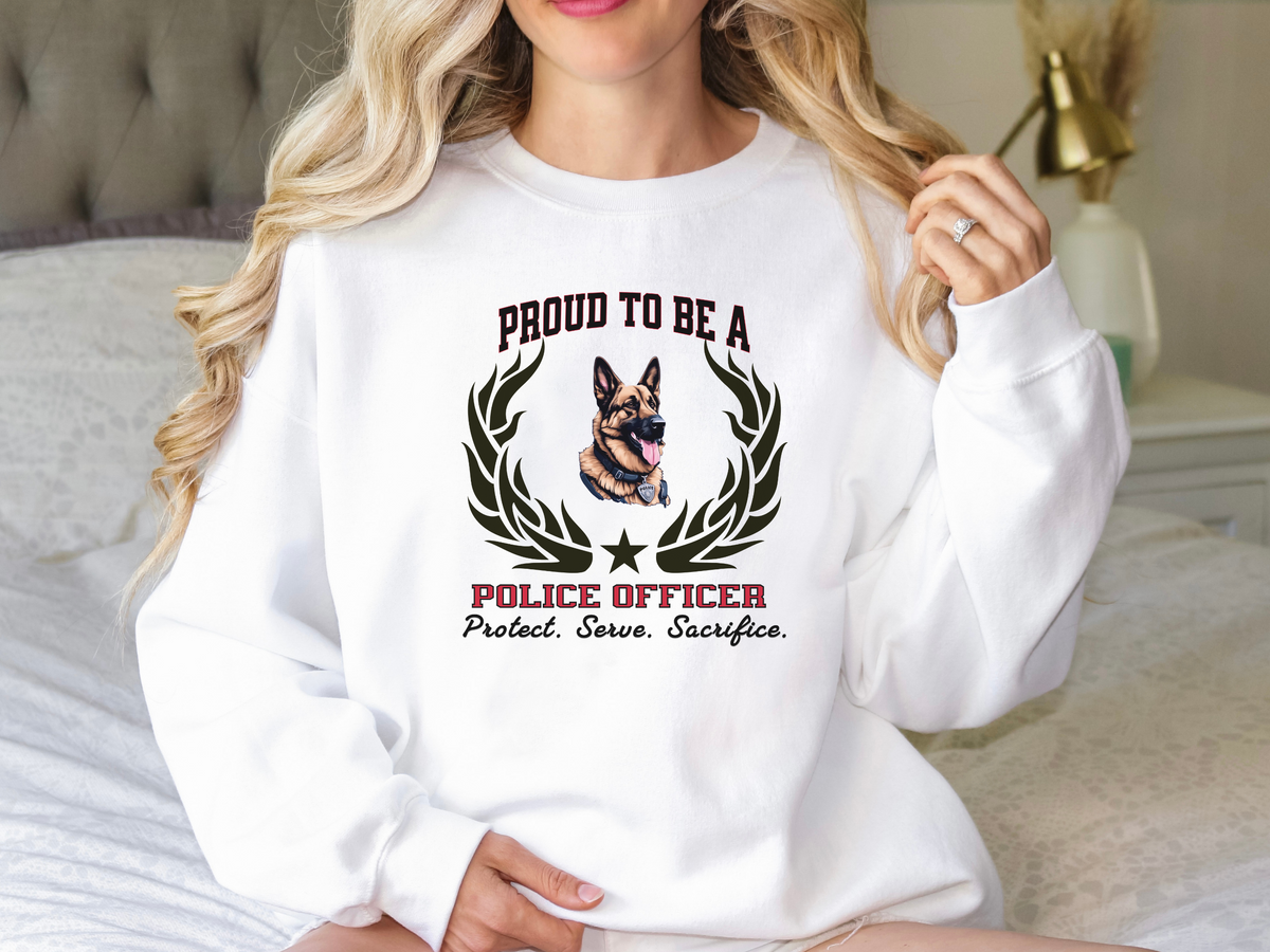 Proud to Be a Police Officer Sweatshirt – Protect. Serve. Sacrifice | Unisex Law Enforcement Apparel
