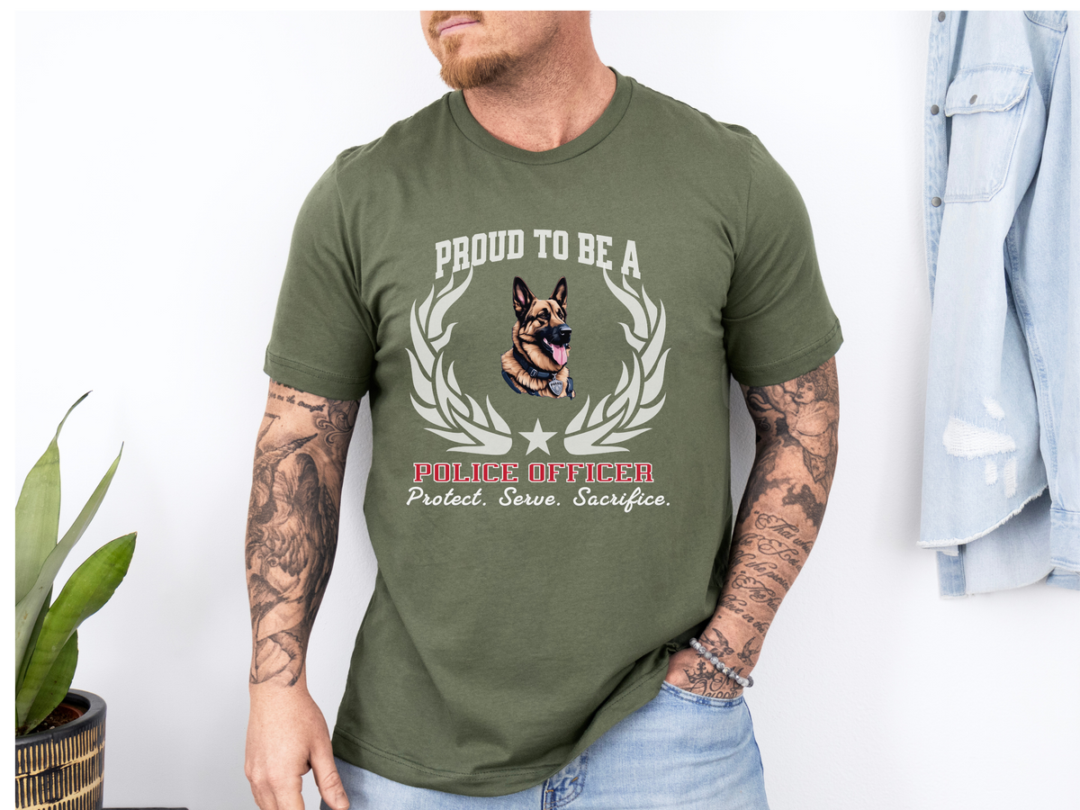 Proud to Be a Police Officer T-Shirt – “Protect. Serve. Sacrifice” | Unisex Law Enforcement Pride Tee