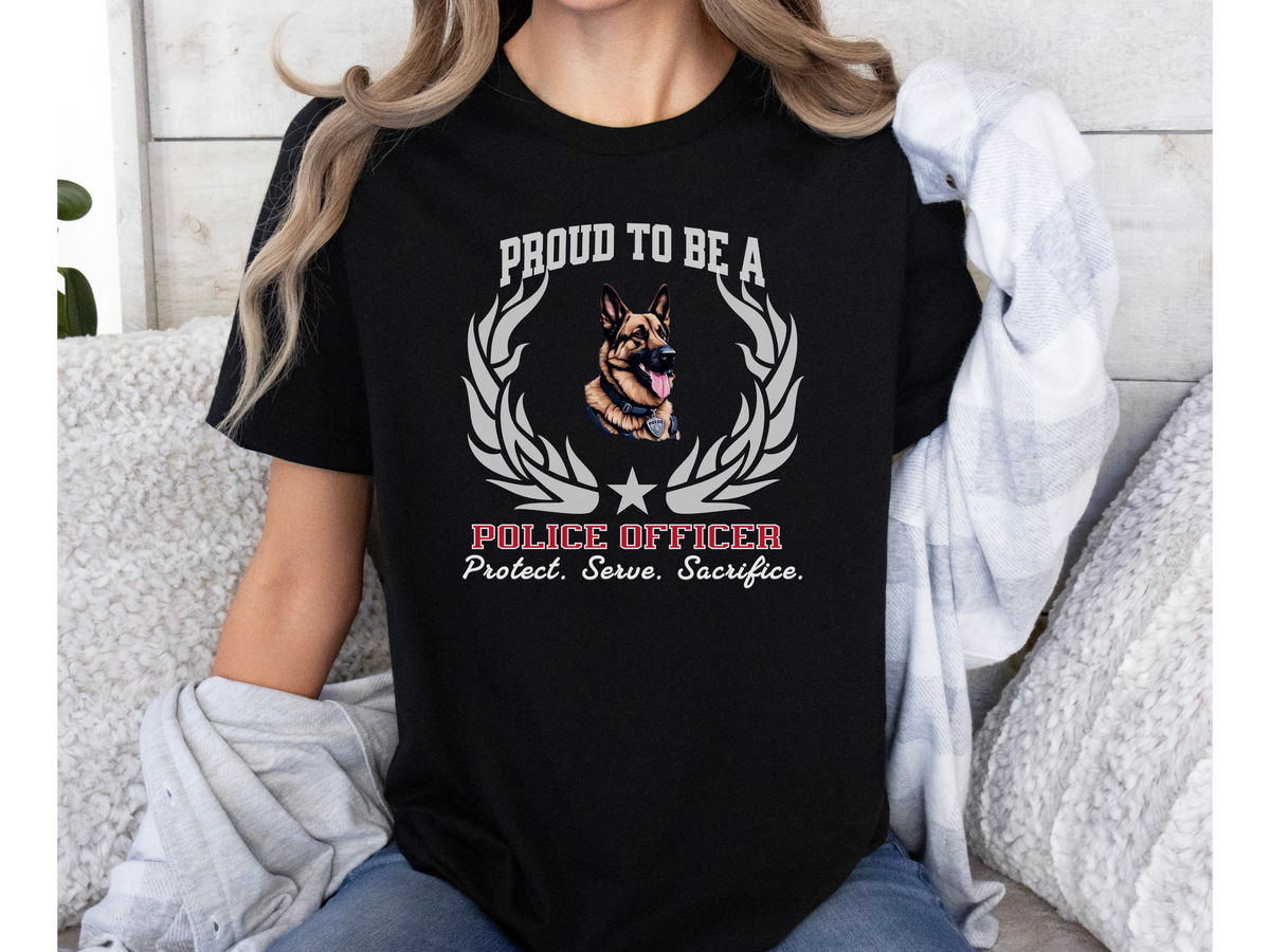 Proud to Be a Police Officer T-Shirt – “Protect. Serve. Sacrifice” | Unisex Law Enforcement Pride Tee