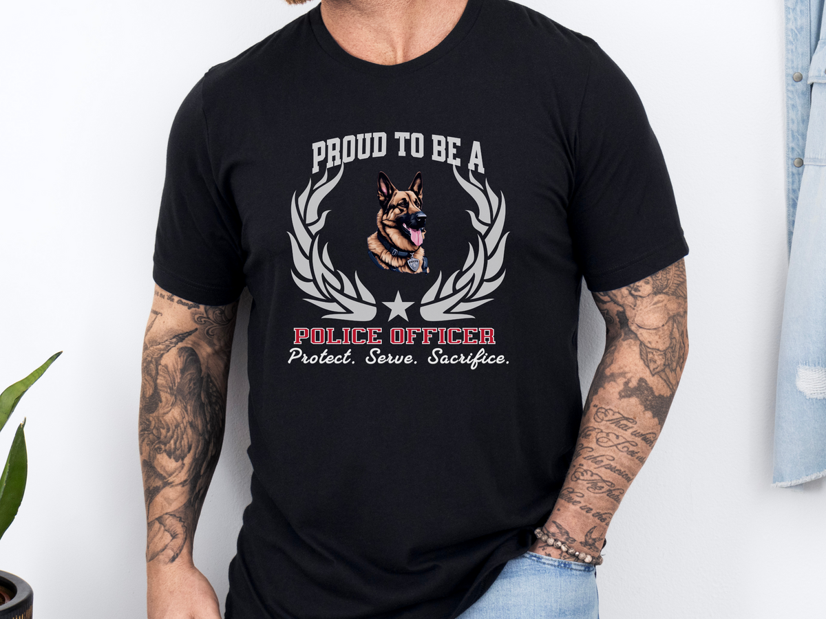 Proud to Be a Police Officer T-Shirt – “Protect. Serve. Sacrifice” | Unisex Law Enforcement Pride Tee